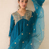 Dhiyona IE Women Ethnic Motifs Embroidered Empire Gotta Patti Kurta with Trousers & With Dupatta