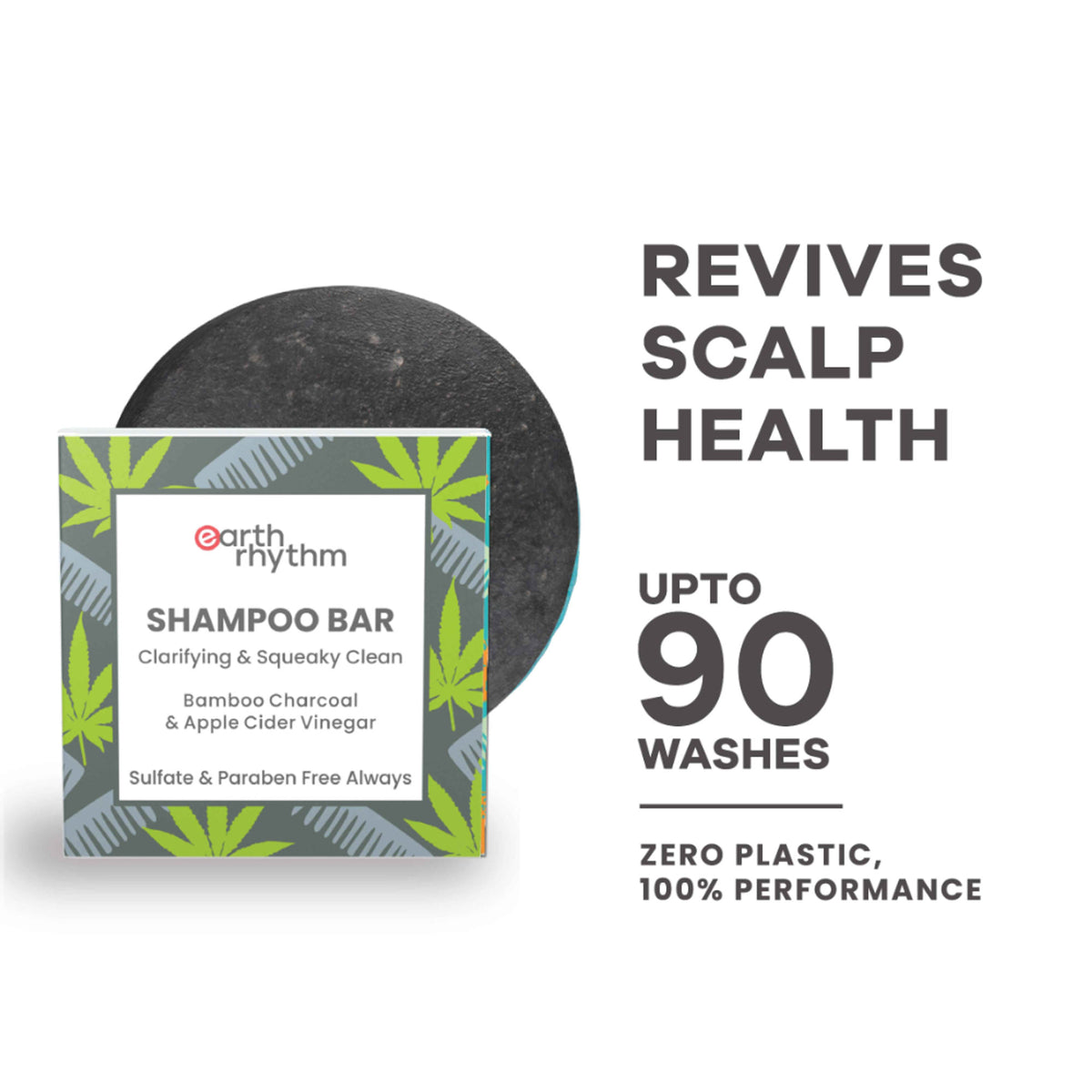 Earth Rhythm Shampoo Bar, Cardboard Box - Bamboo Charcoal N Apple Cider Vinegar