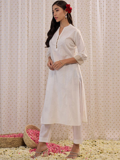 Indyancart IE Ethnic Motifs Printed Straight Pure Cotton Kurta