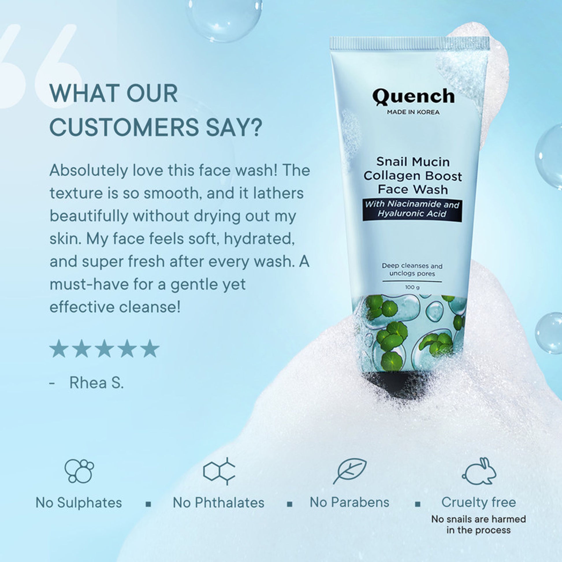 Quench Snail Mucin Collagen Boost Face Wash