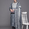 Indyancart IE Women Floral Printed Regular Sequinned Pure Cotton Kurta with Trousers & With Dupatta