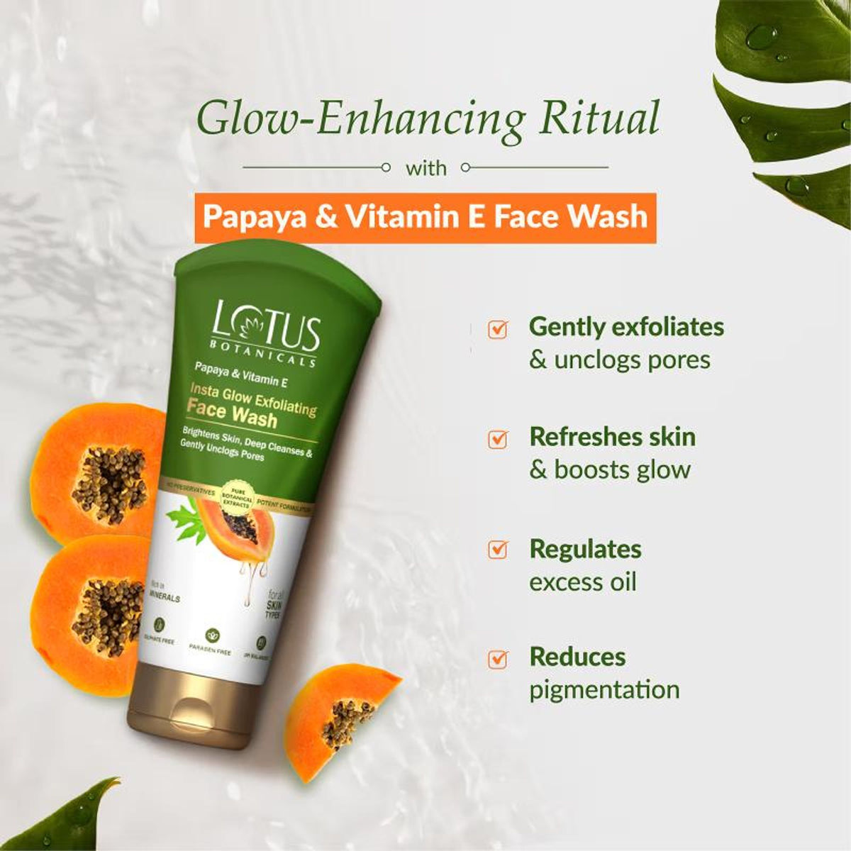 Lotus Botanicals Papaya & Vitamin E Insta Glow Exfoliating Face Wash