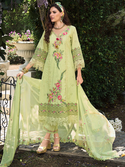 Indyancart IE Women Floral Embroidered Regular Sequinned Pure Cotton Kurta with Trousers & With Dupatta