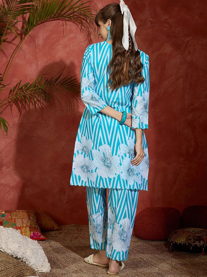 Dhiyona IE Printed Pure Cotton Kurta & Trouser Co-Ords