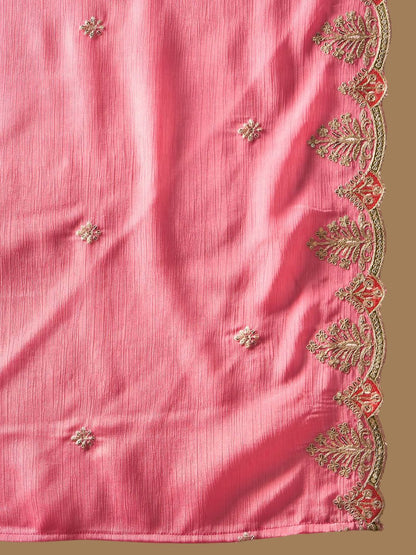 Indyancart IE Women Ethnic Motifs Embroidered Panelled Sequinned Kurta with Palazzos & Dupatta