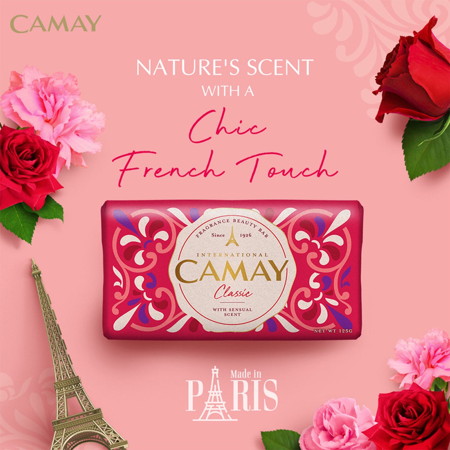 Camay Classic Carnations & Roses Beauty Soap - Pack Of 4