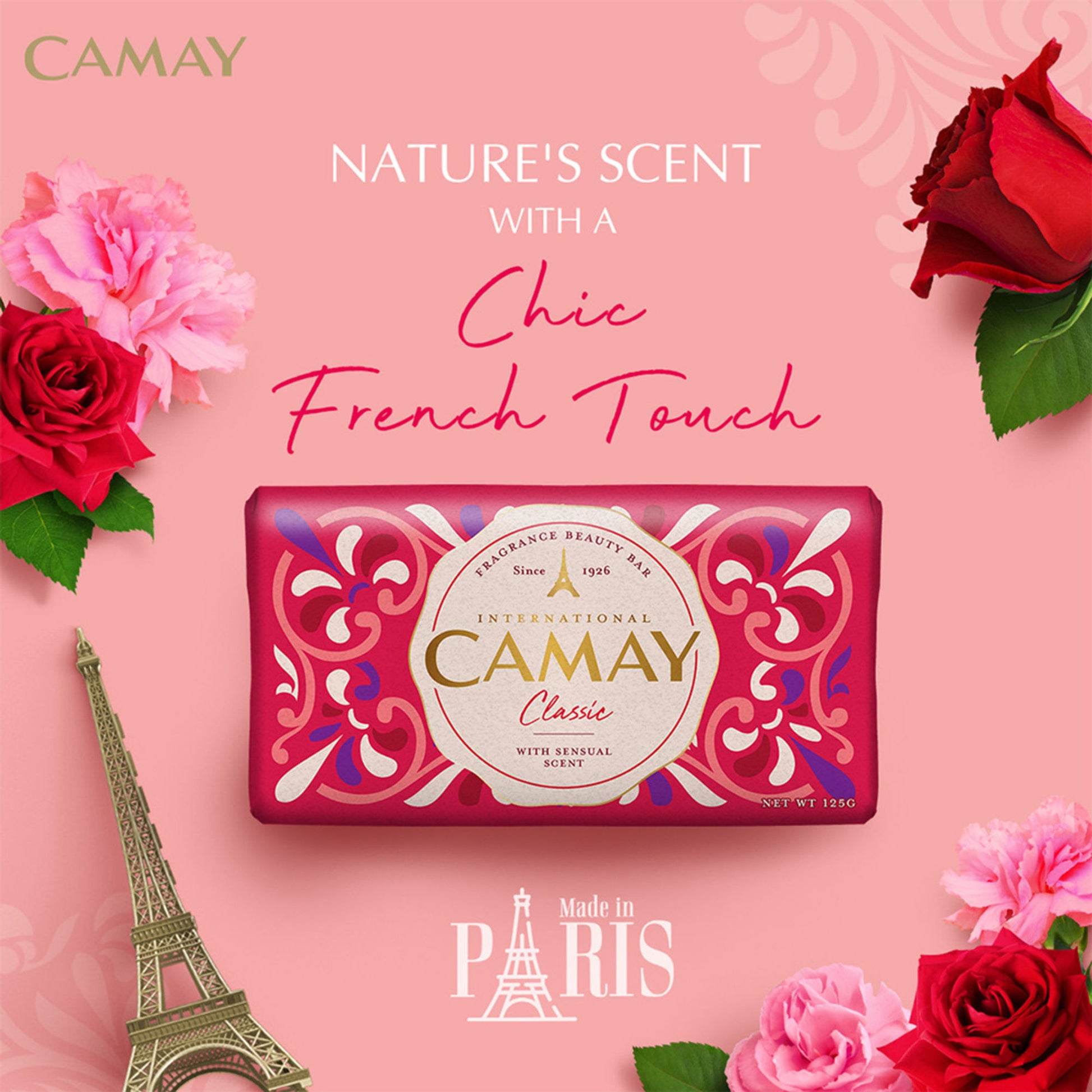 Camay Classic Carnations & Roses Beauty Soap - Pack Of 4