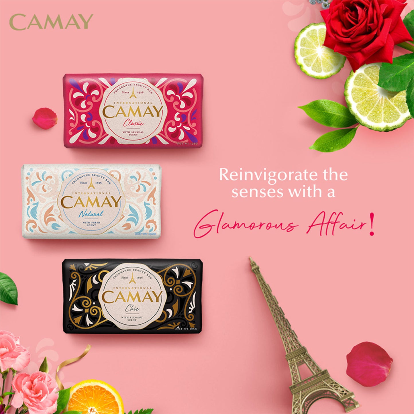 Camay Classic Carnations & Roses Beauty Soap - Pack Of 4