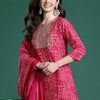 Dhiyona IE Ethnic Motifs Printed Sequinned Pure Cotton Kurta with Trousers & With Dupatta