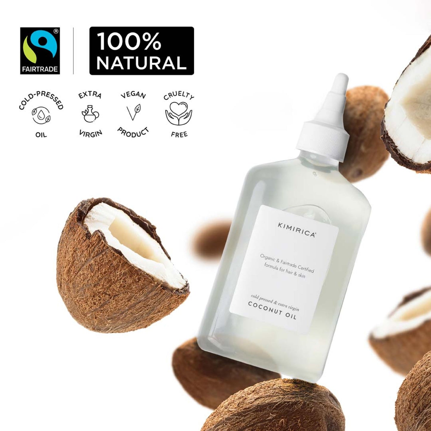 Kimirica 100% Pure Cold Pressed Extra Virgin Coconut Oil For Hair & Skin, Moisturizing & Nourishing