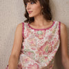 Indyancart IE Floral Printed Boat Neck Pure Cotton Straight Kurta With Trouser