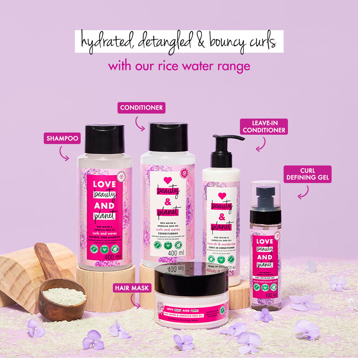 Love Beauty & Planet Rice Water & Angelica Seed Oil Curl Defining Gel For Curly & Wavy Hair