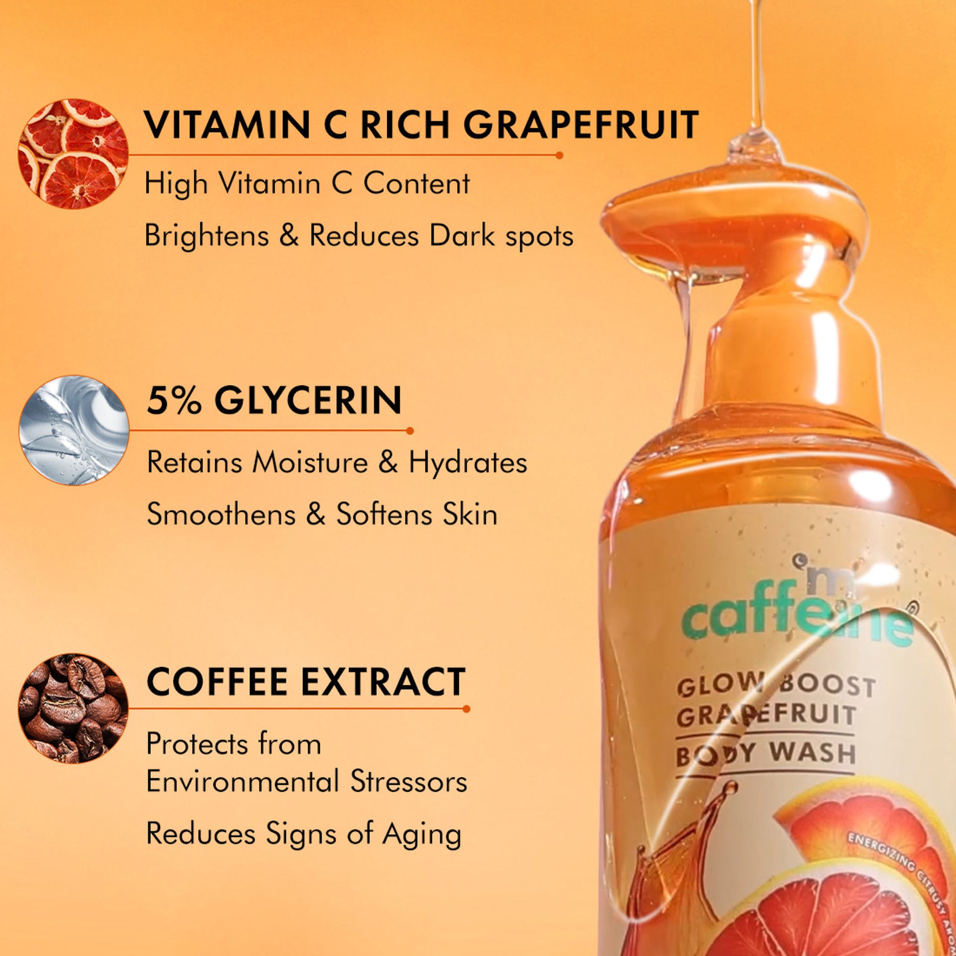 mCaffeine Glow Boost Grapefruit Body Wash