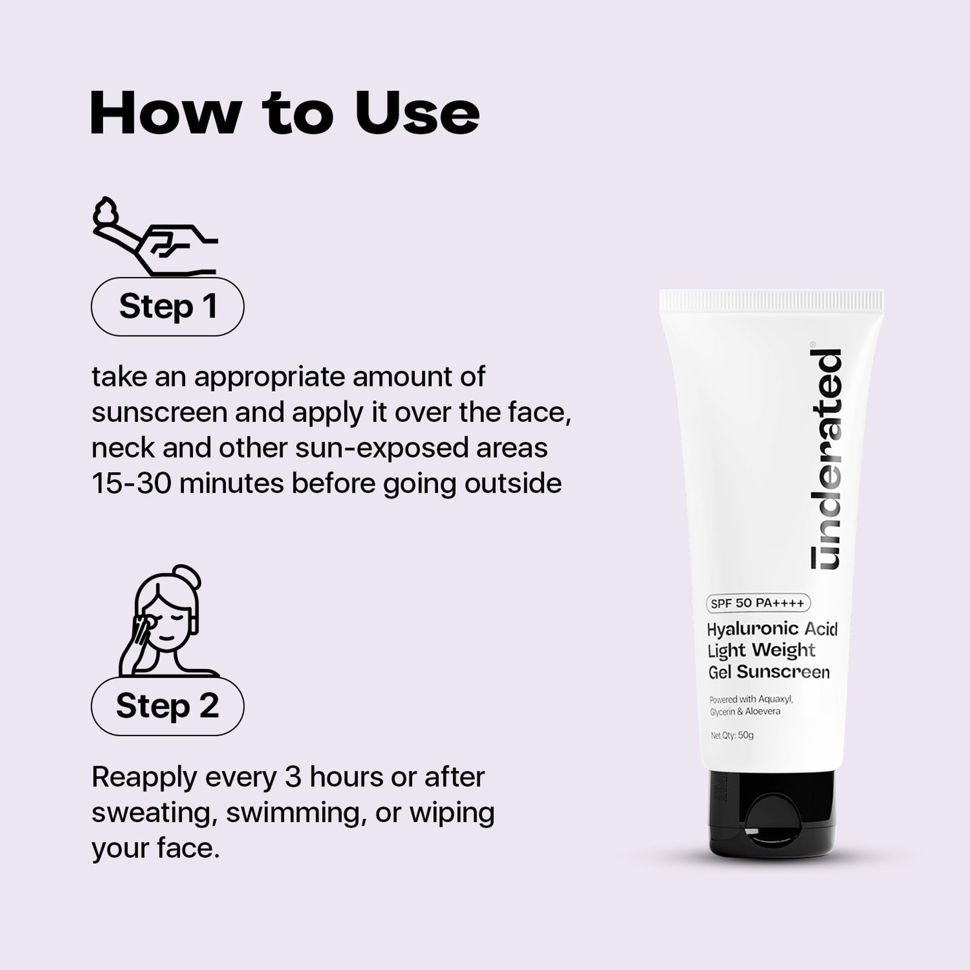 Underated Hyaluronic Acid Gel Sunscreen SPF 50 PA++++