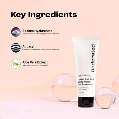 Underated Hyaluronic Acid Gel Sunscreen SPF 50 PA++++