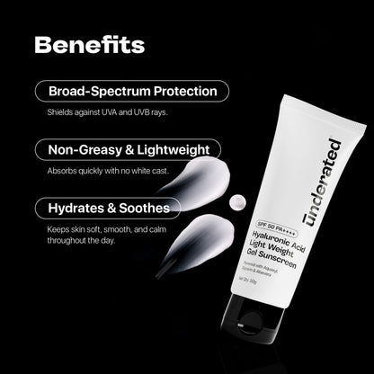Underated Hyaluronic Acid Gel Sunscreen SPF 50 PA++++