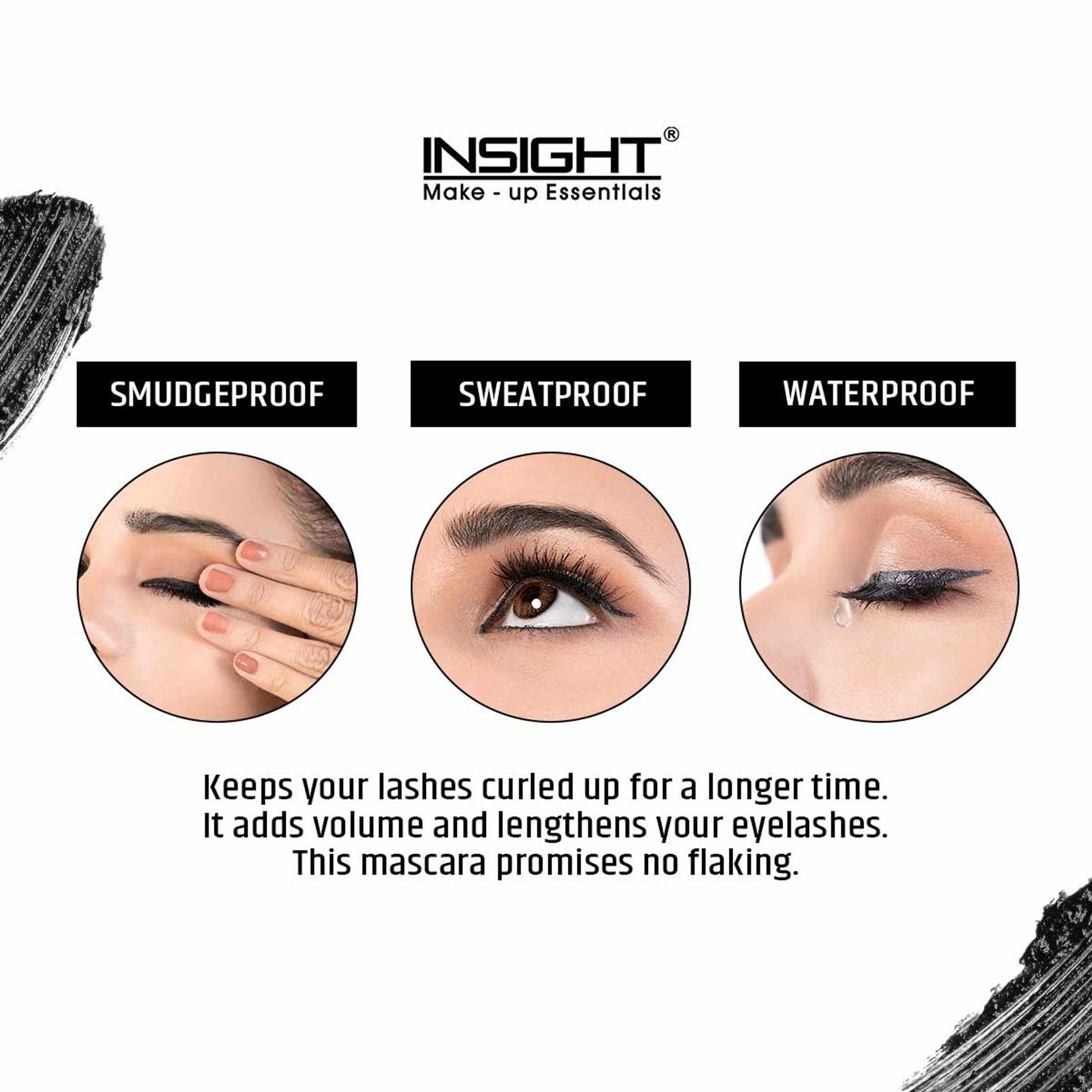 Insight Cosmetics Ultra Curl Perfect Mascara, Long Wear & Waterproof - Black