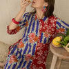 Dhiyona IE Floral Printed Shirt Collar Pure Cotton Straight Kurti & Trousers