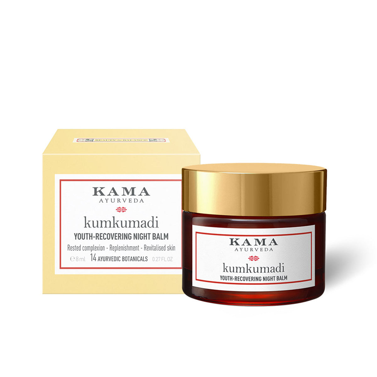 Kama Ayurveda Kumkumadi Youth-Recovering Night Balm brightening night cream in a jar with a smooth, luxurious texture.