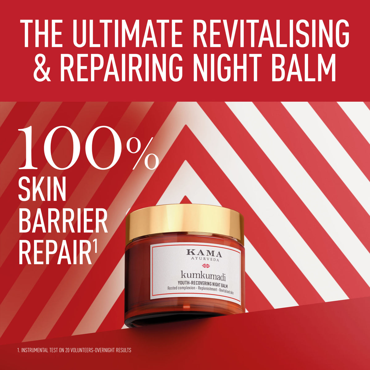 Kama Ayurveda Kumkumadi Night Balm in a jar, featuring a brightening youth-recovering night cream with a smooth, creamy texture.