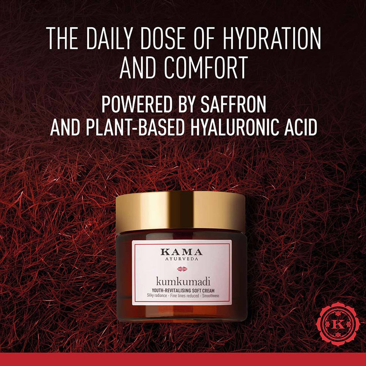 Kama Ayurveda Kumkumadi Youth Revitalising Soft Cream for uneven skin and dark spot reduction, with a smooth, creamy texture.