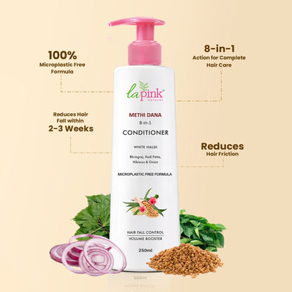 La Pink Methi Dana 8-In-1 Hair Fall Control Conditioner - Reduces Hair Breakage & Split-Ends