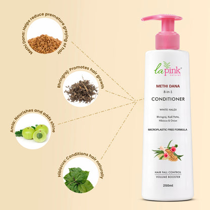 La Pink Methi Dana 8-In-1 Hair Fall Control Conditioner - Reduces Hair Breakage & Split-Ends