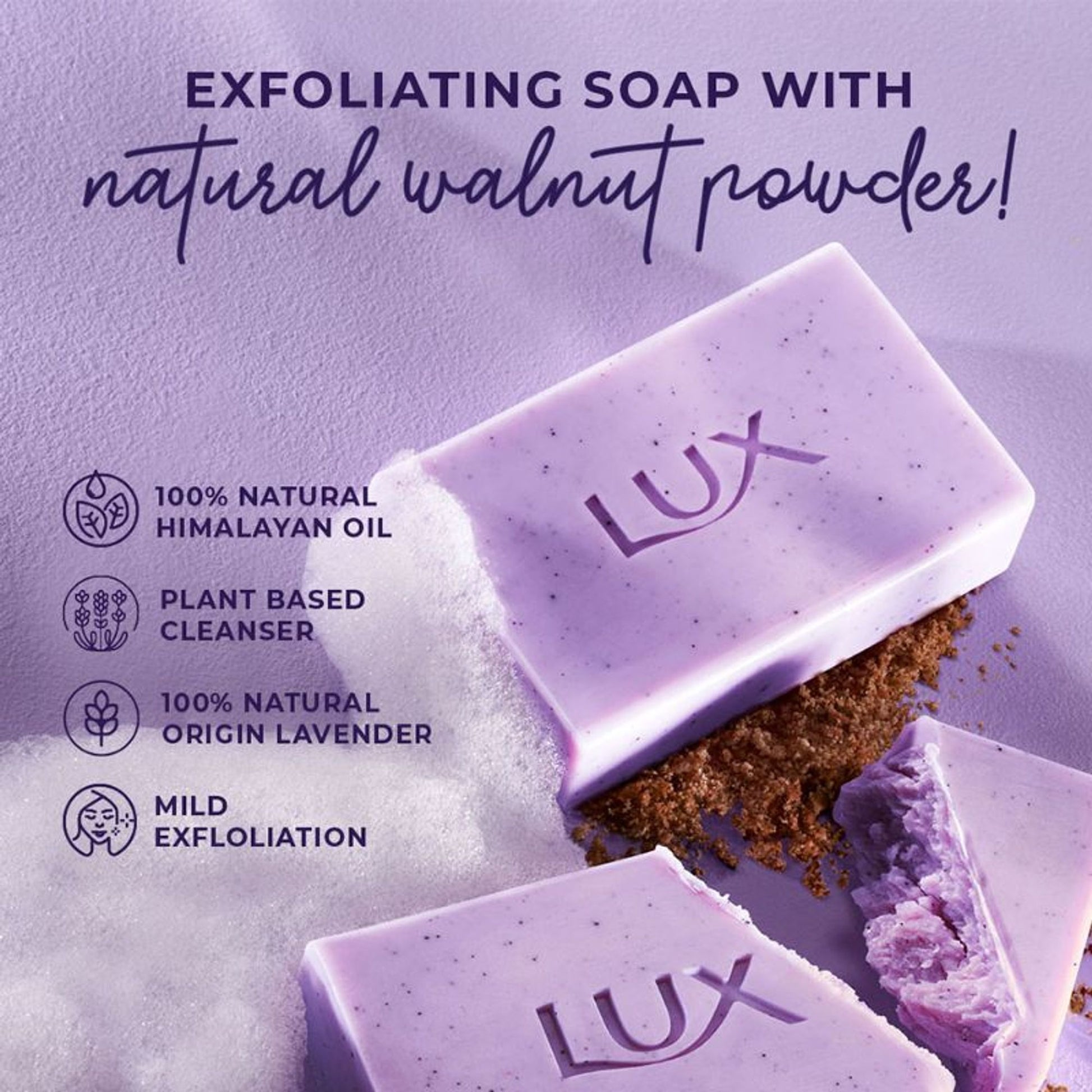 Lux Essence Of Himalayas Lavender & Vitamin C Exfoliating Soap - Pack Of 5