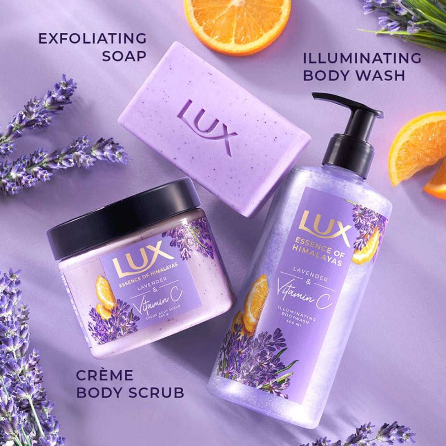 Lux Essence Of Himalayas Lavender & Vitamin C Exfoliating Soap - Pack Of 5