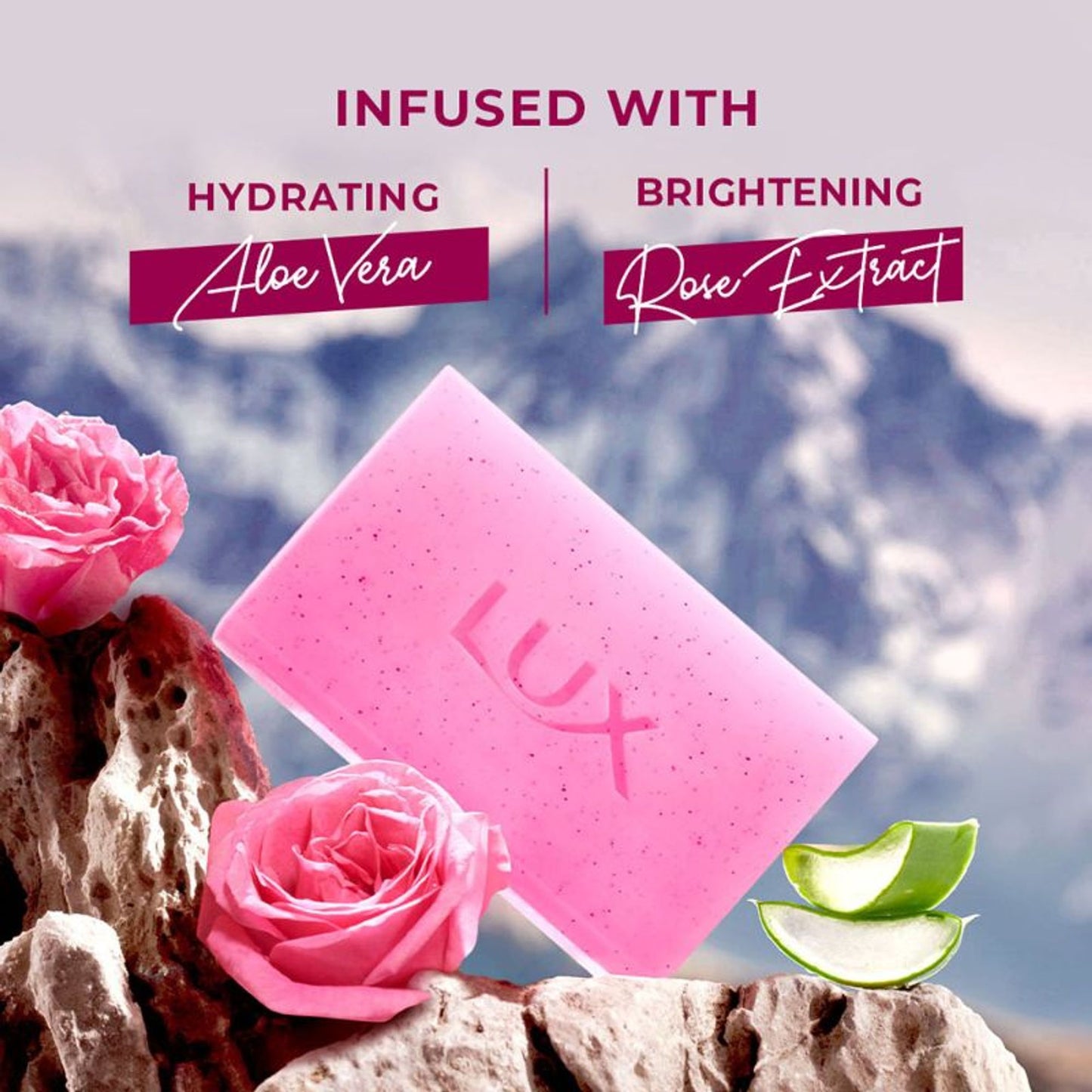 Lux Essence Of Himalayas Rose & Aloe Vera Exfoliating Soap - Pack Of 5