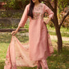 Indyancart IE Floral Yoke Design Regular Thread Work Kurta with Trousers & Dupatta