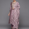 Dhiyona VA Women's Mauve Ethnic Motifs Gotta Patti Kurta with Trousers & With Dupatta
