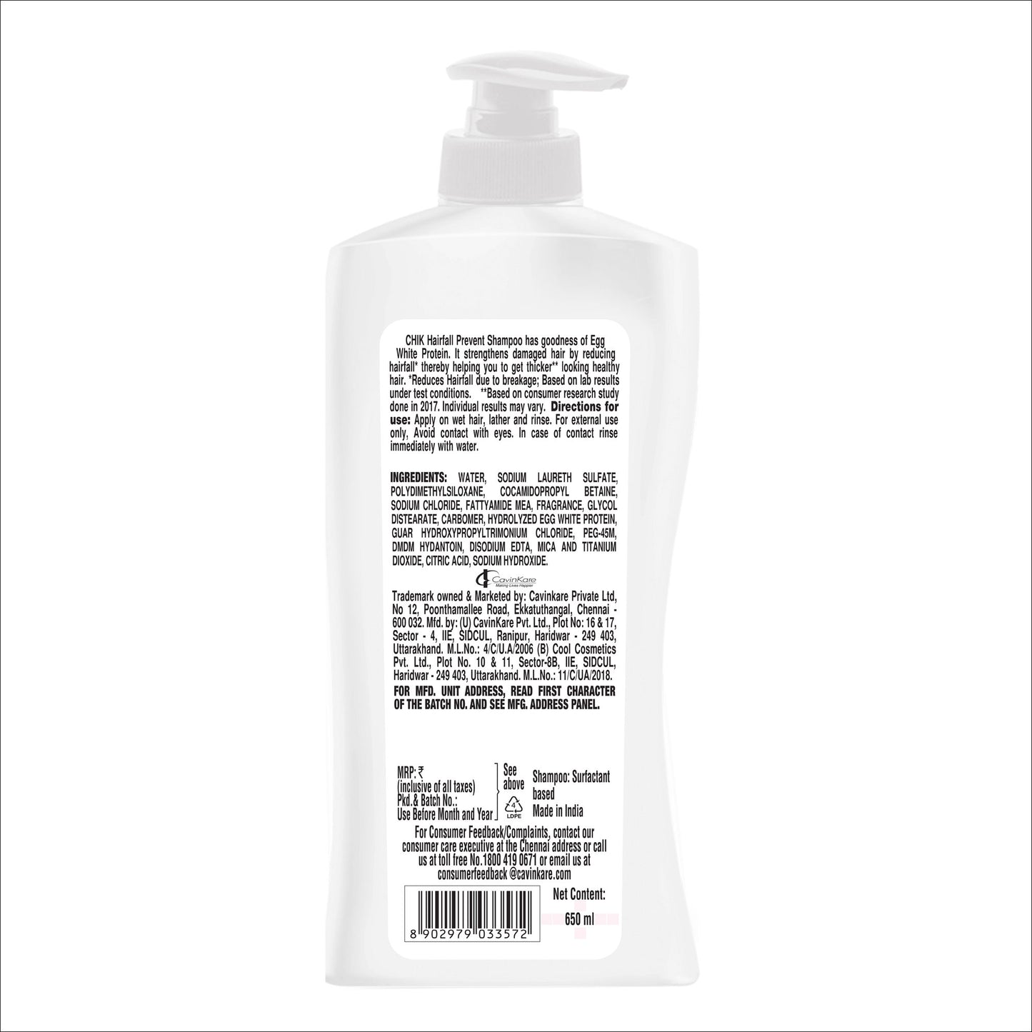 Chik Hairfall Prevent Egg White Shampoo