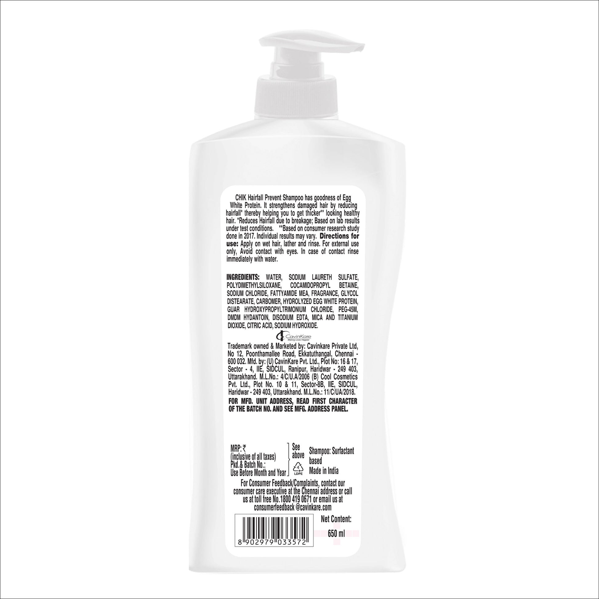 Chik Hairfall Prevent Egg White Shampoo