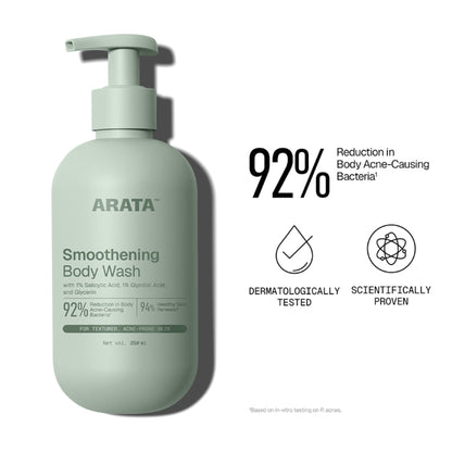 Arata 1% Salicylic Acid Daily Body Wash Exfoliates Clears Back Acne & Improves Strawberry Skin