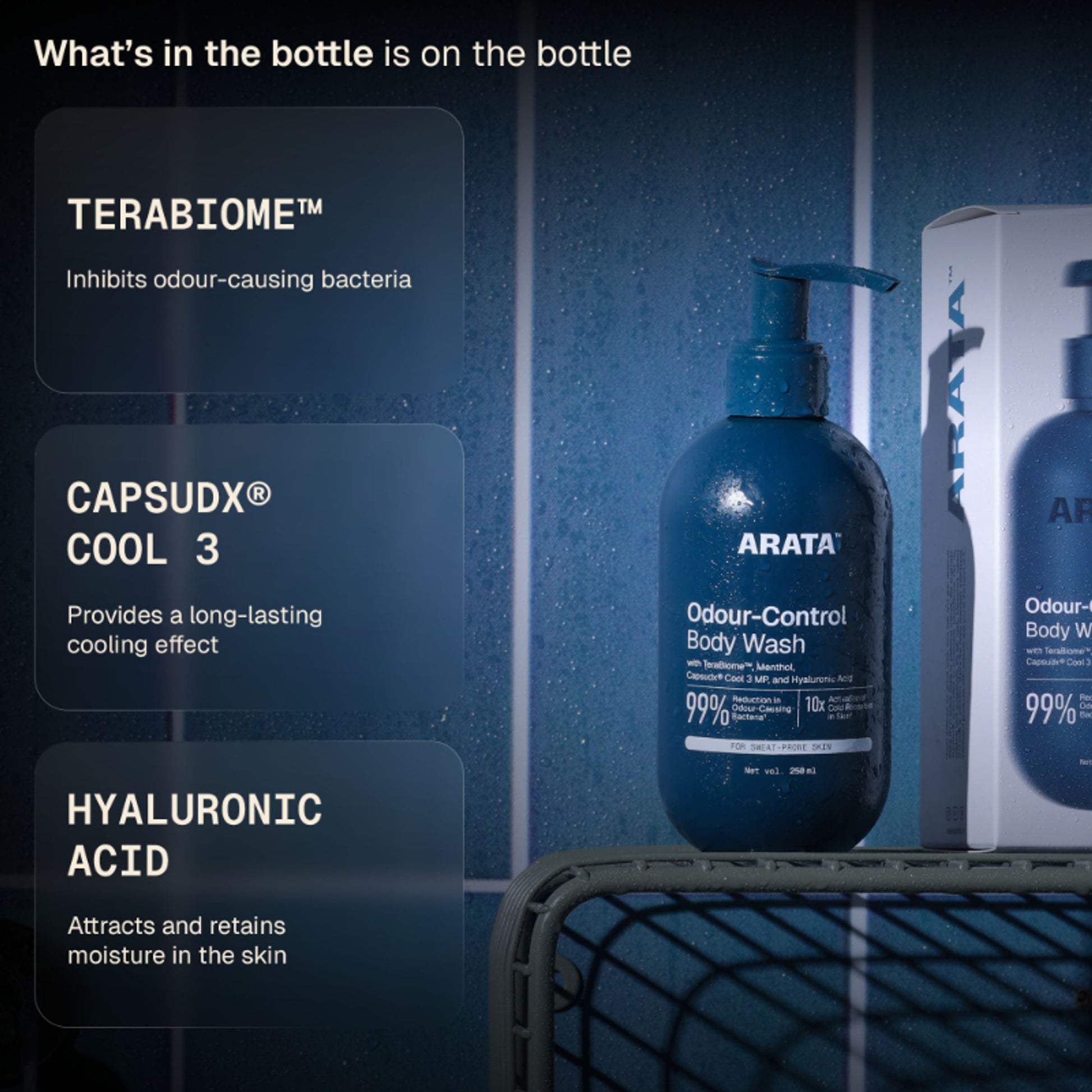 Arata Cooling Exfoliating Body Wash with Menthol, Smooth & Hydrated Skin, Body Wash for Women & Men