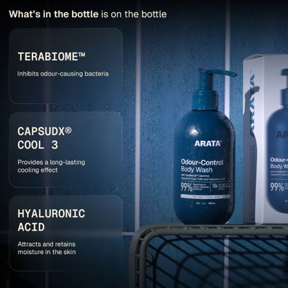 Arata Cooling Exfoliating Body Wash with Menthol, Smooth & Hydrated Skin, Body Wash for Women & Men