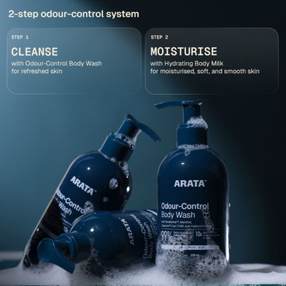 Arata Cooling Exfoliating Body Wash with Menthol, Smooth & Hydrated Skin, Body Wash for Women & Men