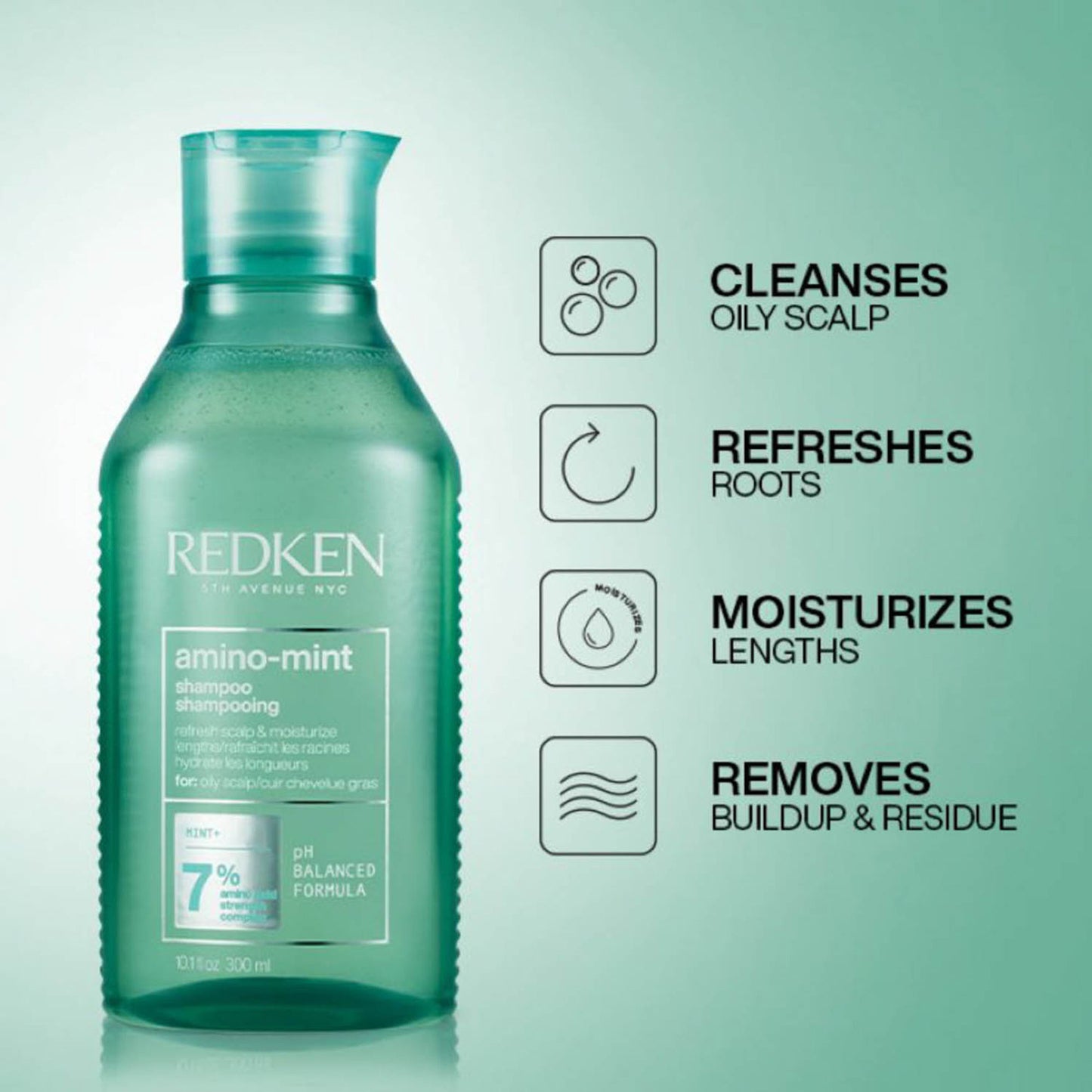 Redken Amino Mint Shampoo With Amino Mint Complex For Sensitive & Oily Scalp
