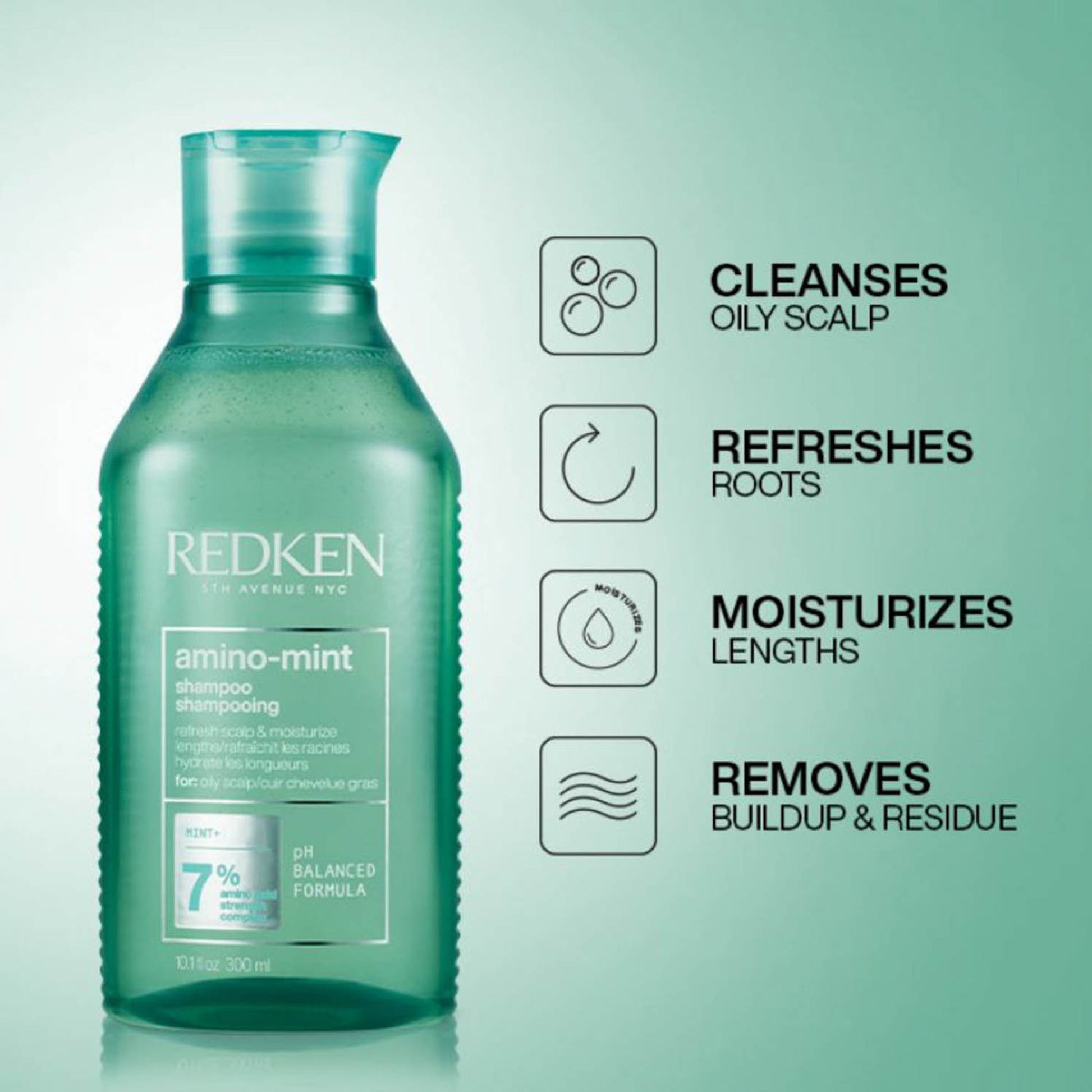 Redken Amino Mint Shampoo With Amino Mint Complex For Sensitive & Oily Scalp