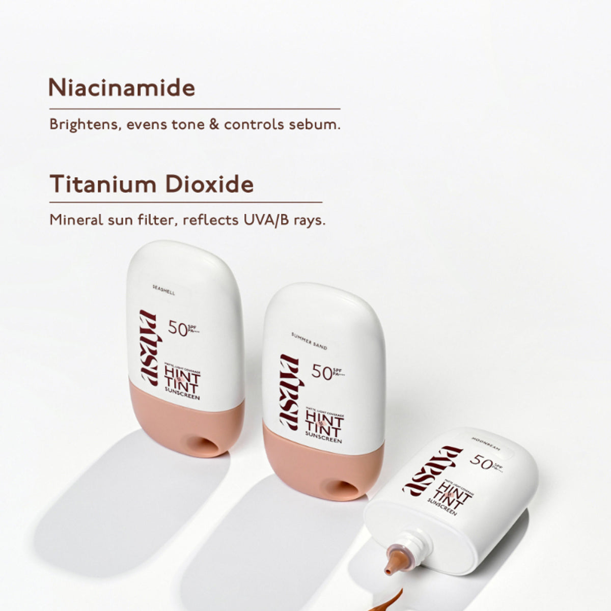 Asaya In-Vivo Tested Mineral Tinted Sunscreen SPF 50++++ Niacinamide Matte Finish Light Coverage