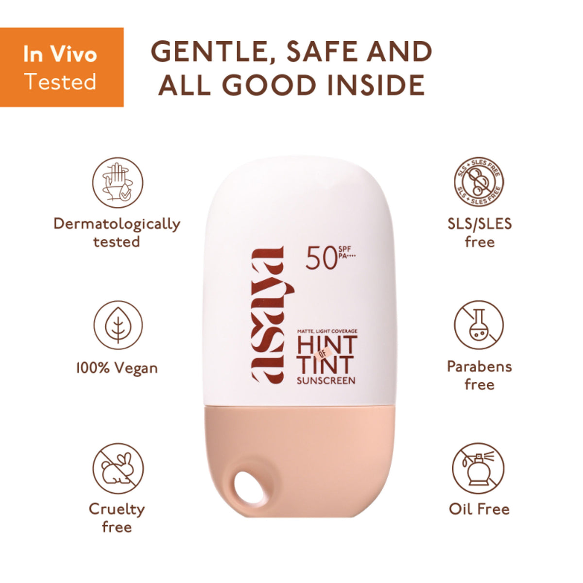 Asaya In-Vivo Tested Mineral Tinted Sunscreen SPF 50++++ Niacinamide Matte Finish Light Coverage