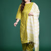 Dhiyona IE Plus Size Embroidered Sequinned Kurta With Trousers & Dupatta
