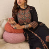 Dhiyona IE Ethnic Motifs Printed Mandarin Collar A Line Pure Cotton Kurta With Trousers