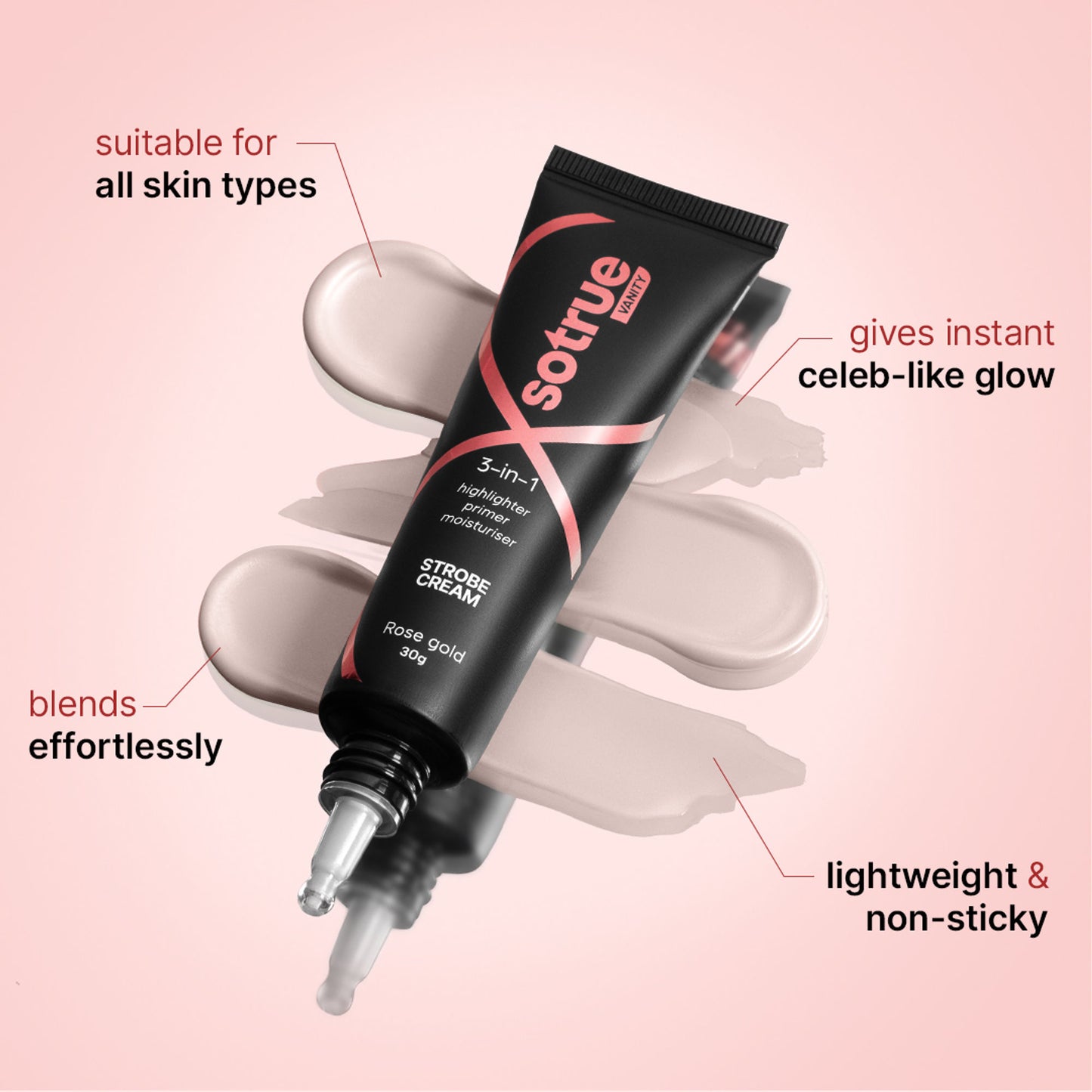 Sotrue Strobe Cream Primer + Moisturizer + Highlighter - Rose Gold