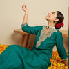 Dhiyona IE Women Ethnic Motifs Embroidered V-Neck Regular Sequinned Kurta with Trousers