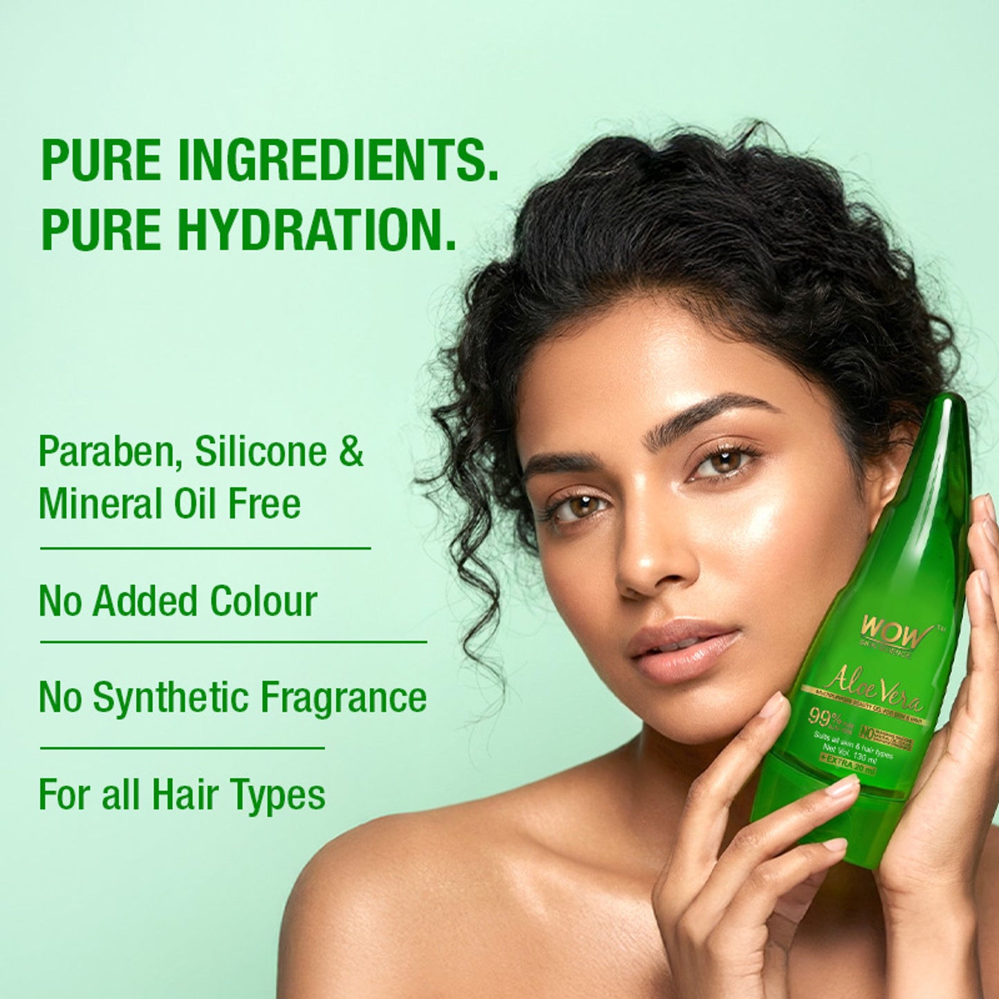 WOW Skin Science 99% Pure Aloe Vera Gel for Face, Skin and Hair for Both Men and Women