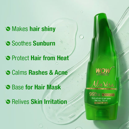 WOW Skin Science 99% Pure Aloe Vera Gel for Face, Skin and Hair for Both Men and Women