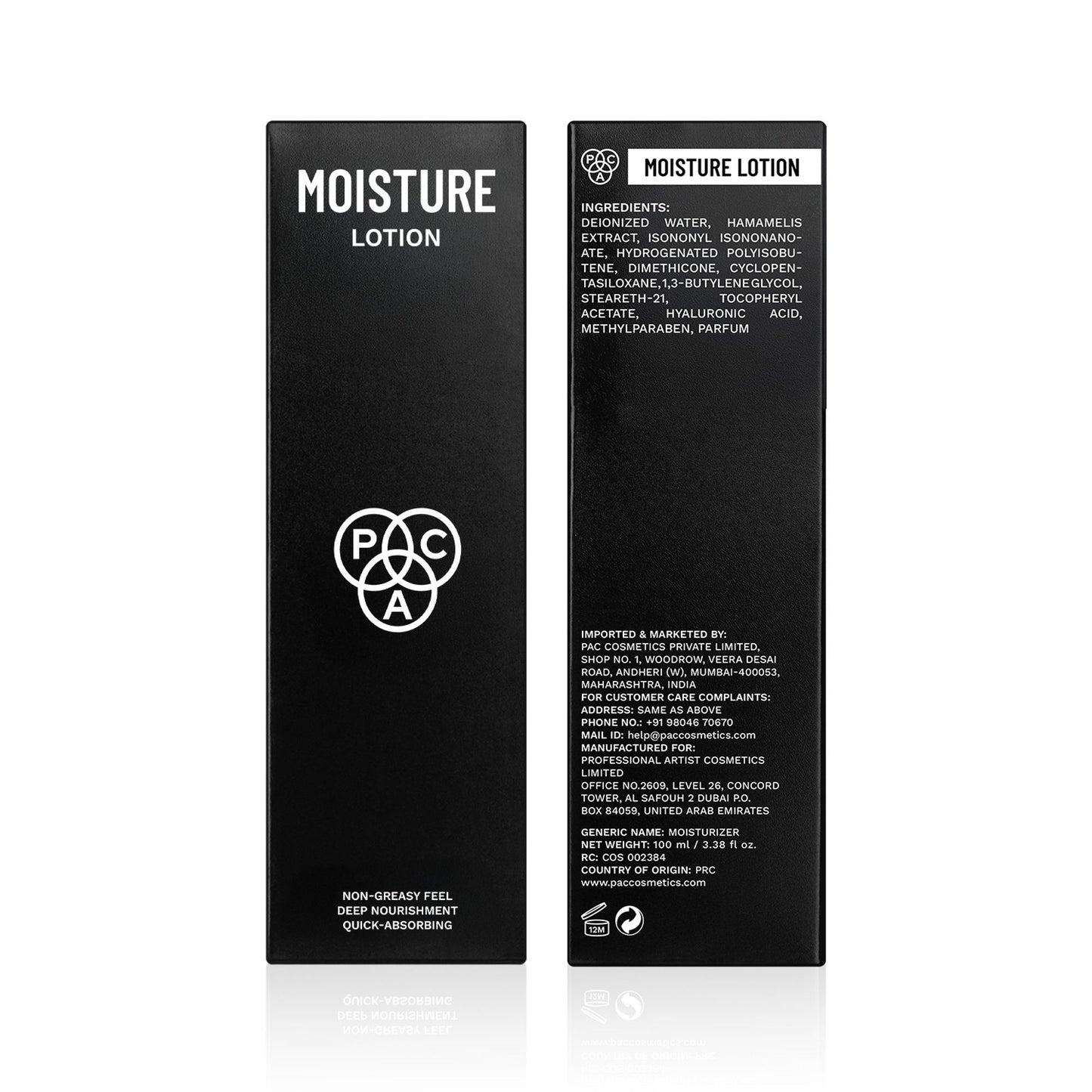 PAC Moisture Lotion - Lightweight Fast Absorbing Formula, All Day Hydration, Ideal for Dry Skin