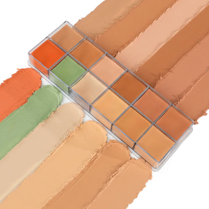 PAC Super Coverage Cream Concealer Palette X12 - Creamy Blendable Formula, Longlasting Full Coverage